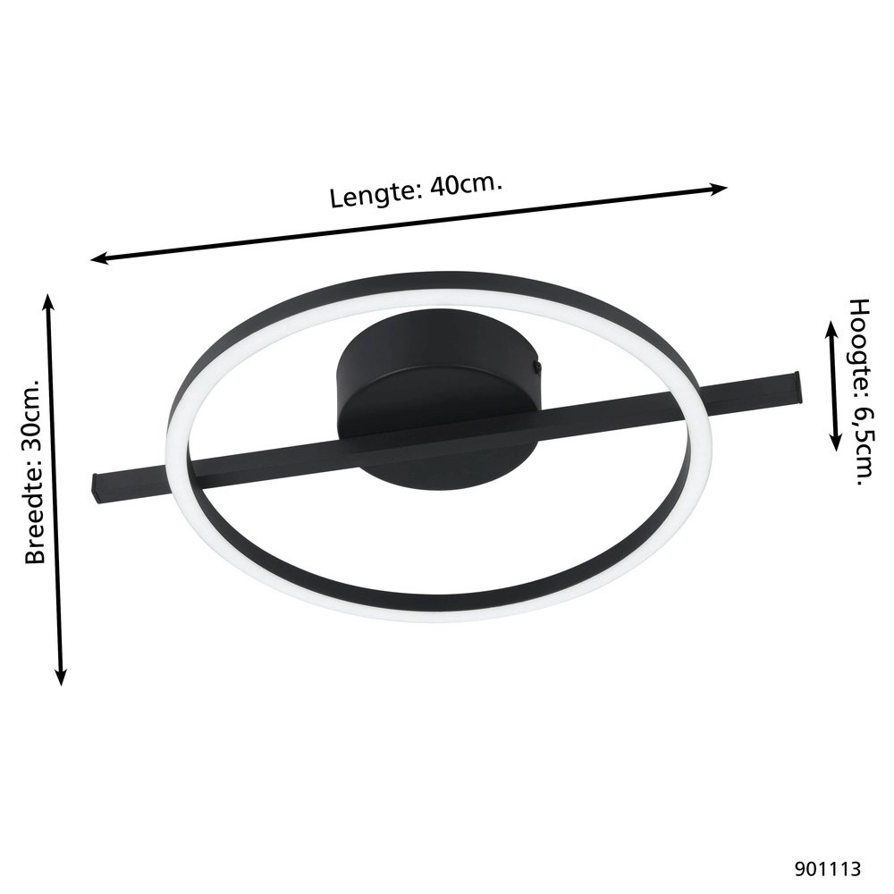 Lumière LED de plafond Amandolo Avec télécommande - noir - rond Eglo 9008606303915