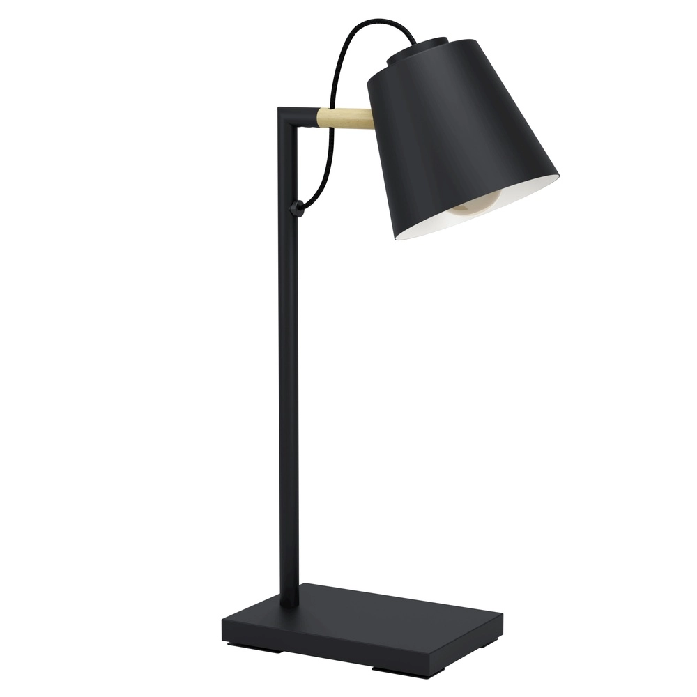 Lampe de bureau élégante Lacey noir avec un aspect bois