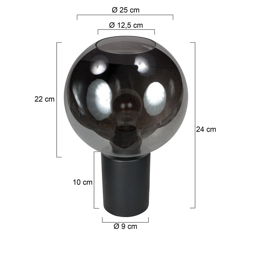 Lampe de table Bloeba sphère en verre fumé Ø 25cm Steinhauer 8712746181166