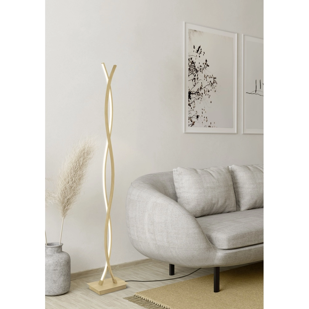 Lampe sur pied LED à l’aspect bois Lasana 4 143 cm Eglo 9008606310333