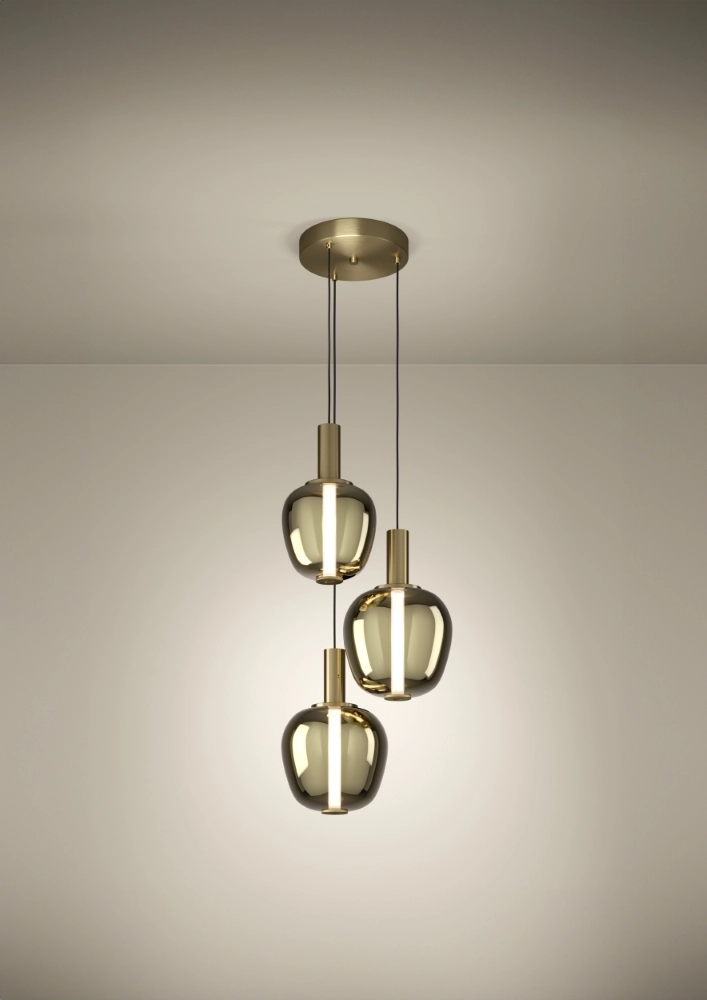 3-light pendant lamp Fruitera gold Ø 45cm Stars of Light 9008606360055