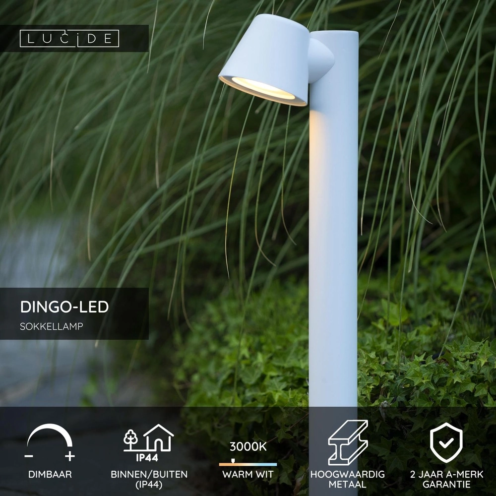Lampe de jardin Dingo-Led IP44 blanc Lucide 5411212144119