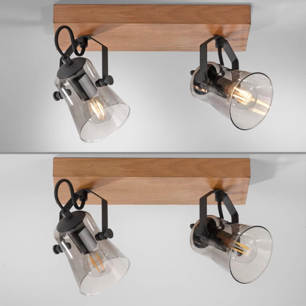 Plafonnier Green Langstrom bois à 2 lumières Just Light 4043689994877