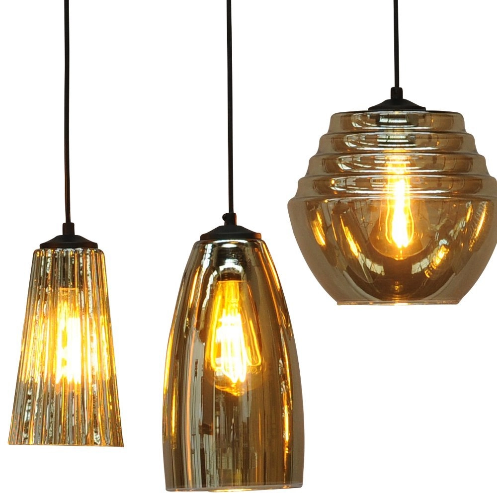 Suspension à 8 ampoules Quinto 8 noir avec verre fumé Masterlight 8718121216584