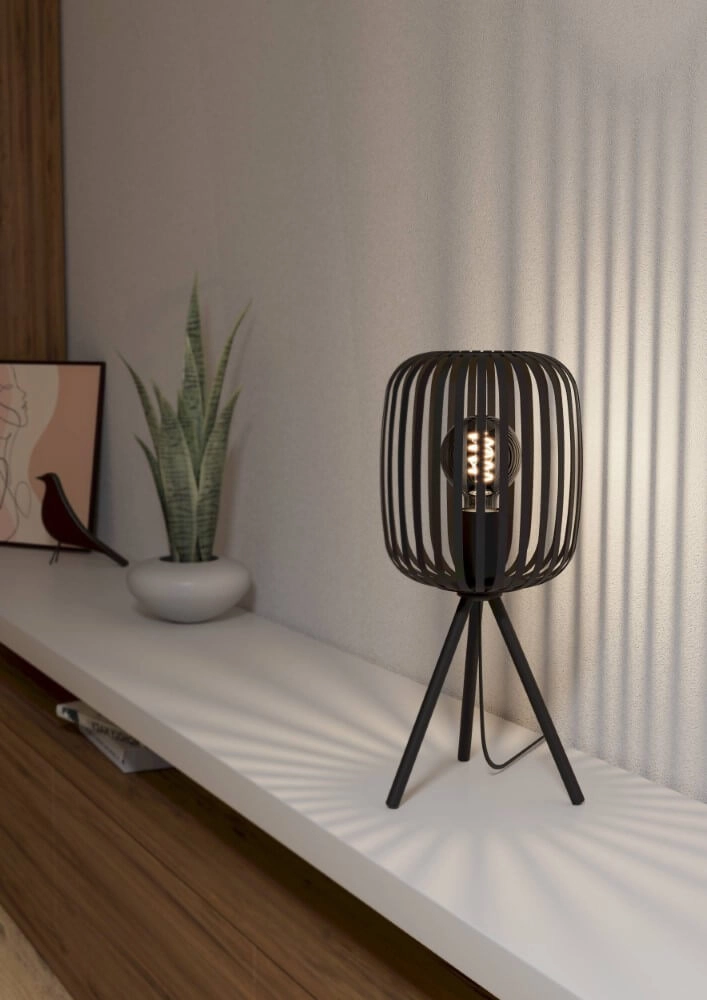 Lampe de table noire Romazzina Ø 20 cm Eglo 9008606244485