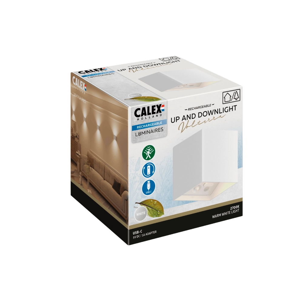 Éclaireur haut et bas Volterra Rechargeable USB-C blanc Circle 8712879164098