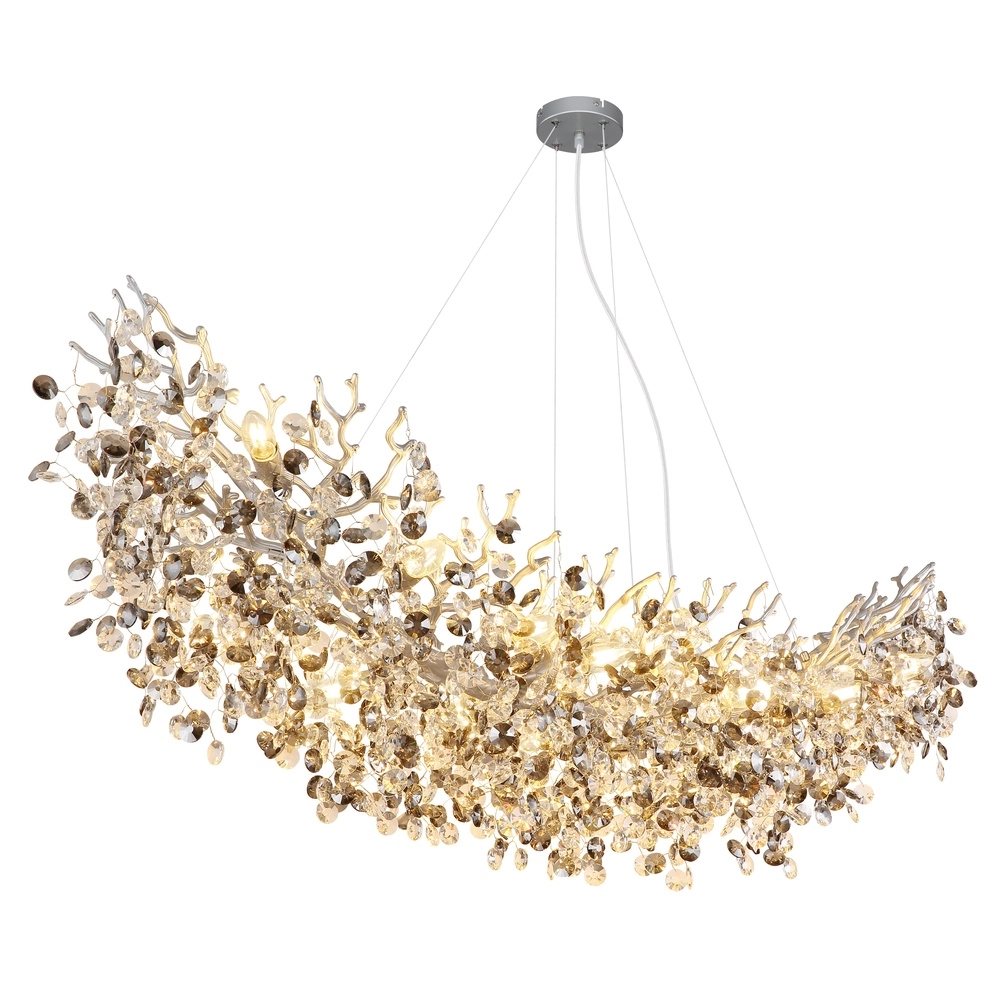 Lampe suspendue Queena Gris argenté 150 cm