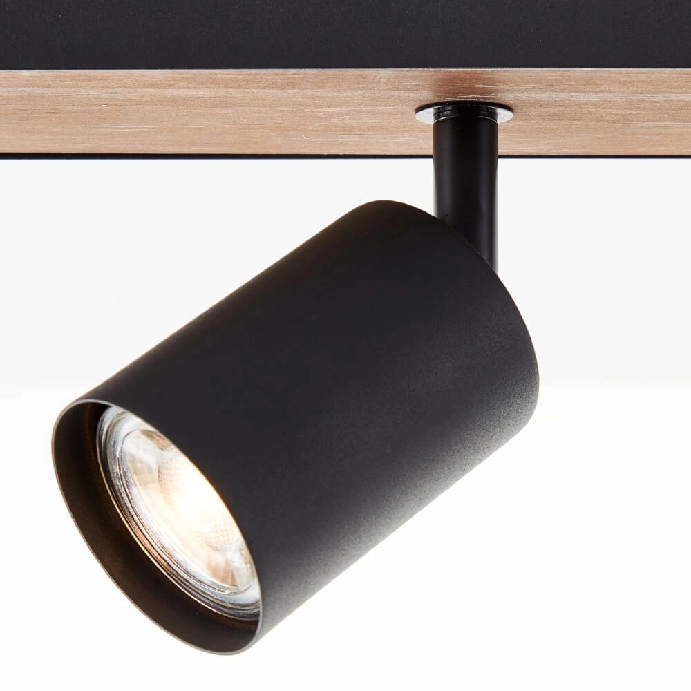 Lampe à 4 lumières Jello Wood noir avec du bois Brilliant 4004353428401