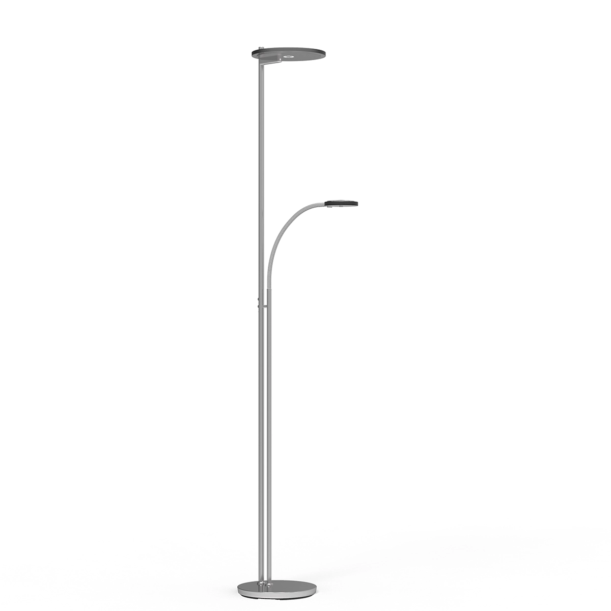 Lampe de lecture LED 2 lumières Turound 40w - 2200-4000K - Verre fumé inox 187cm