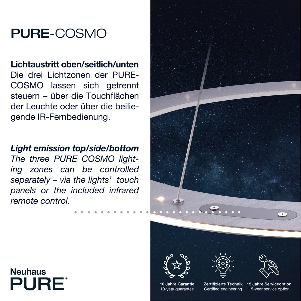 Suspension LED Pure Cosmo Métal brossé - Ø 75cm Paul Neuhaus 4012248350751