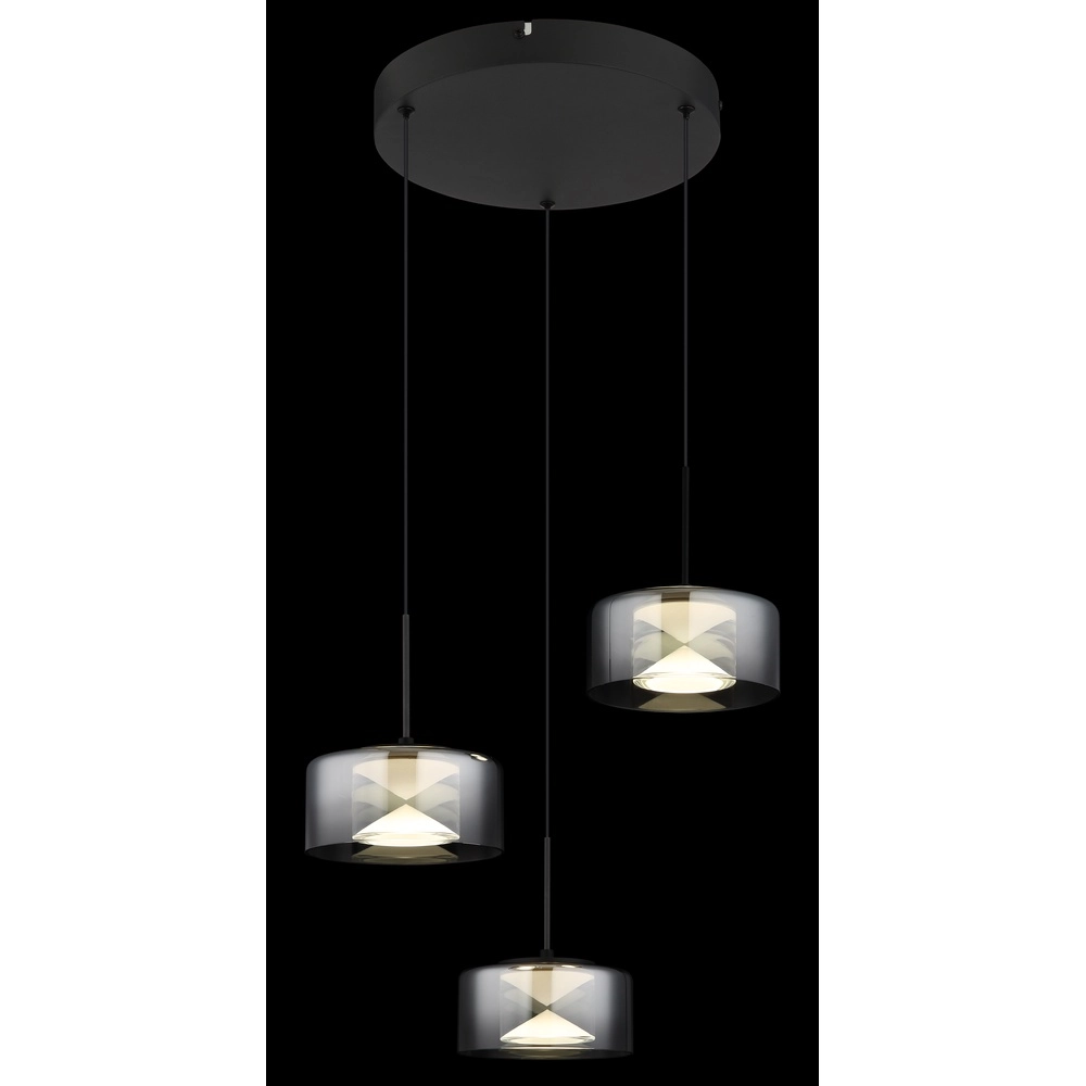Lampe pendante de conception Belinda Noir à 3 lumières Globo 9007371531318