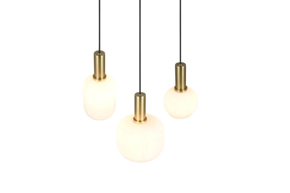 Lampe suspendue pour salle à manger Diva 3 lumières - verre blanc Trio 4017807614503