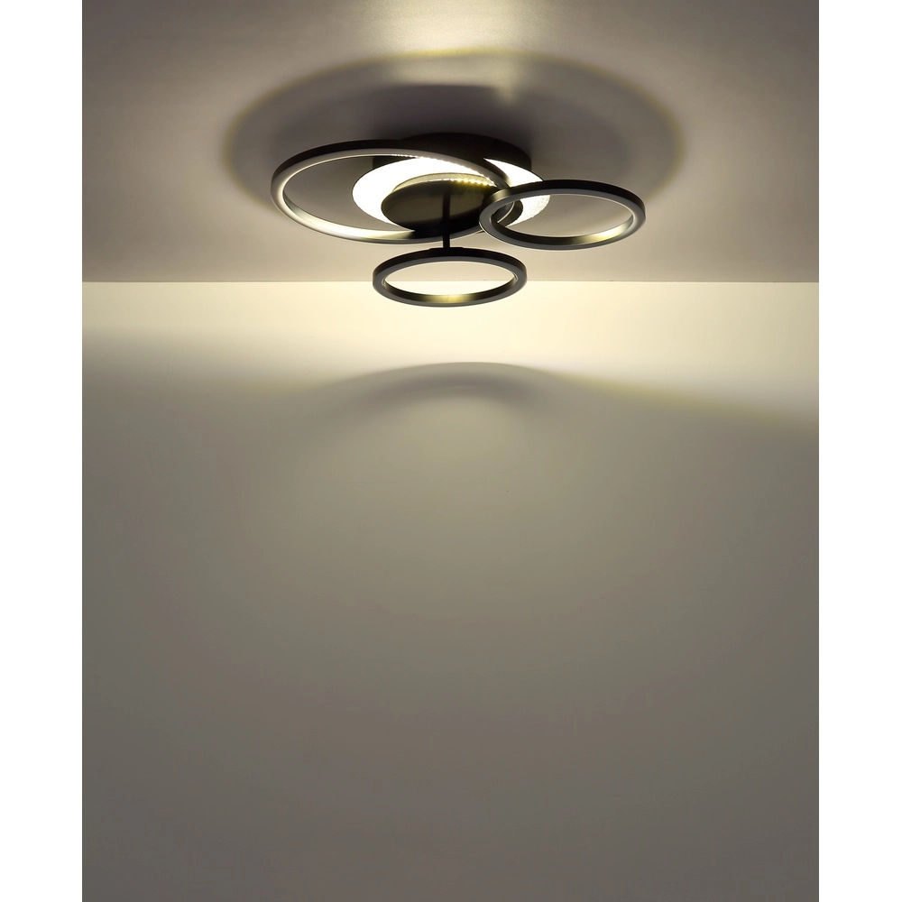Lampe de plafond noire Norberto 3 anneaux Globo 9007371572830