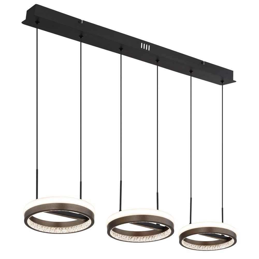 Lampe pendante de conception Della 3 lumières noires
