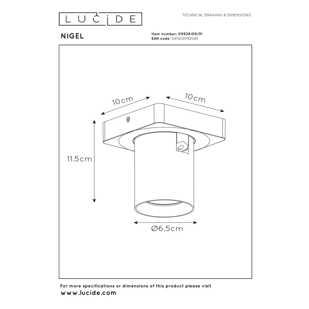 Projecteur de plafond Nigel Blanc Lucide 5411212092540