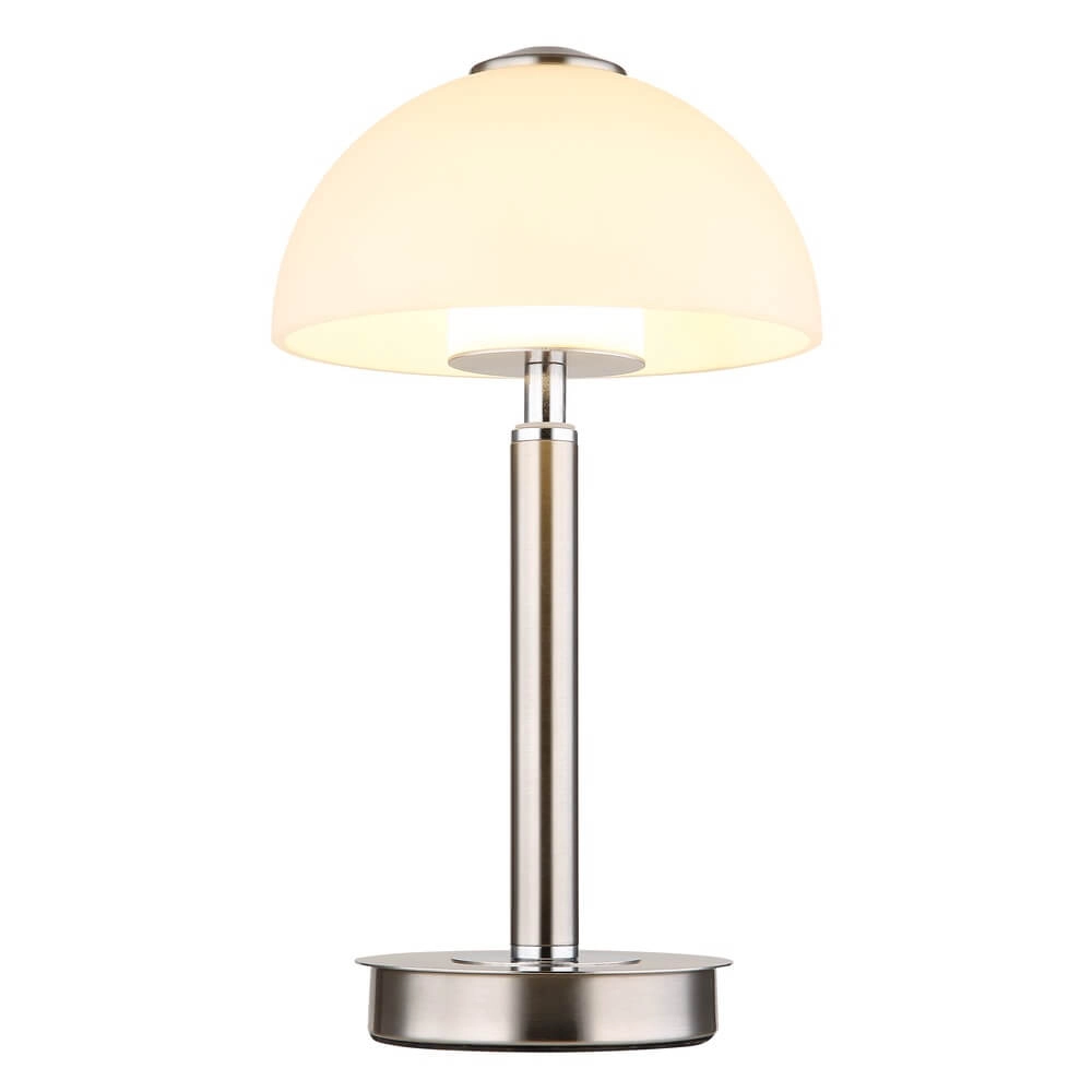 Lampe de table Uldin nickel avec verre blanc Globo 9007371446834
