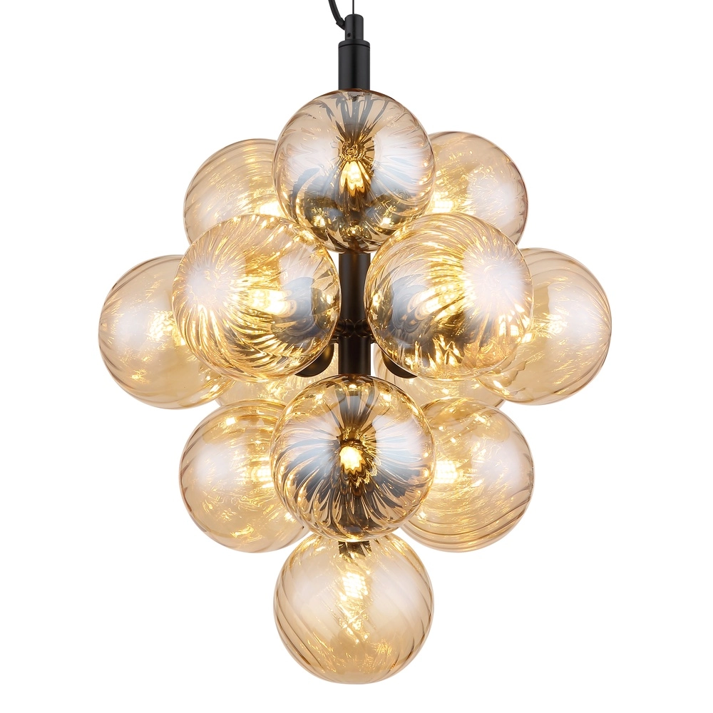 Lampe pendante noire Conor avec verre ambré Globo 9007371509188