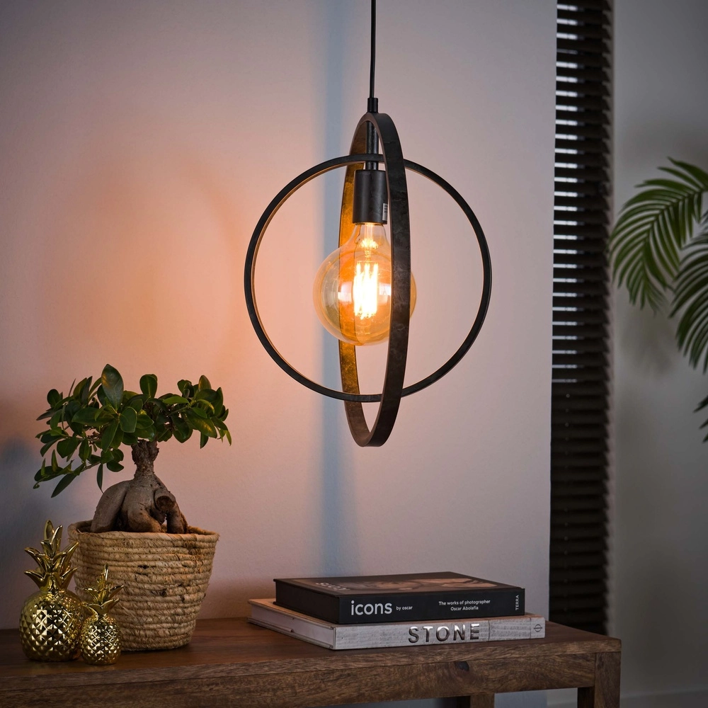 Lampe pendante moderne Ø 40cm Turn Charbon de bois