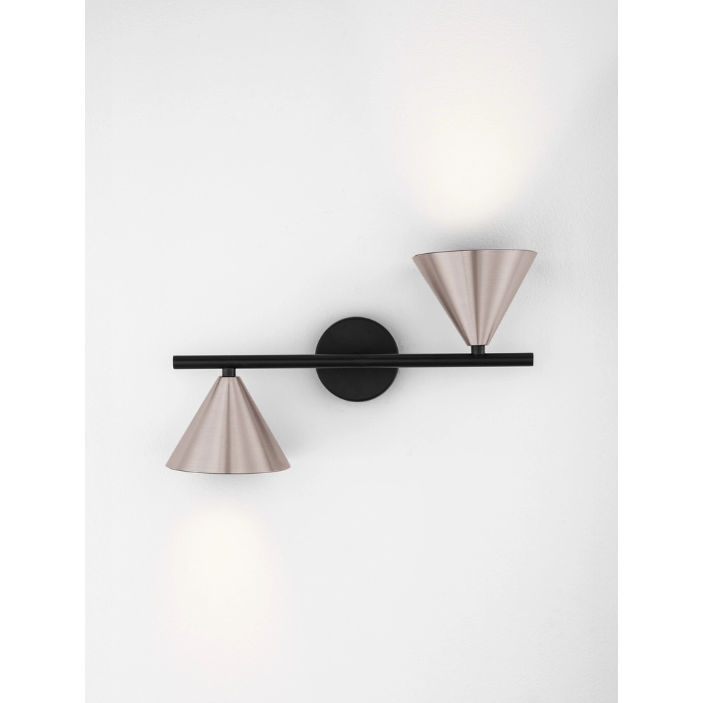 Applique murale Conico Double noir avec marron café Lyora 5212017475404