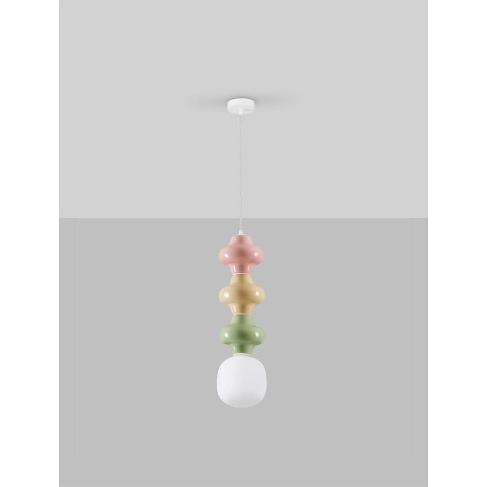 Suspension Clio L verre blanc avec céramique colorée Lyora 5212017461315