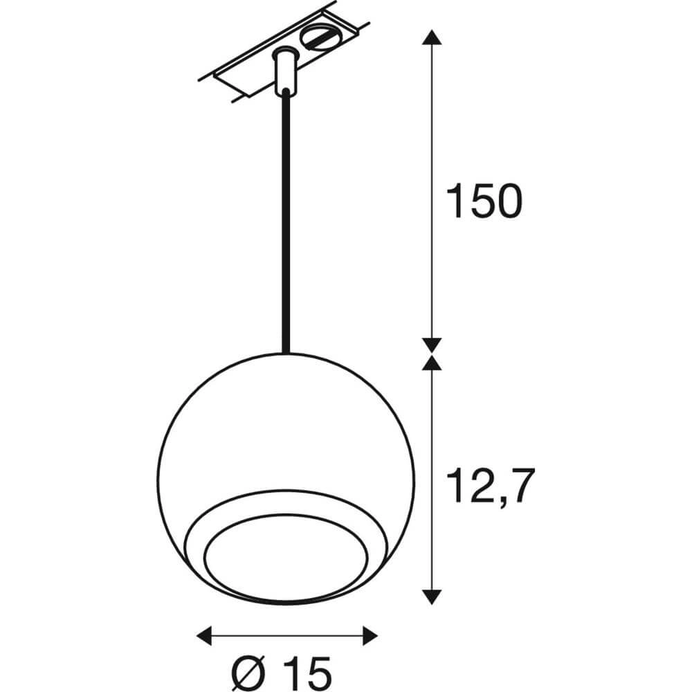 Suspension pour rail Light Eye 150 noir 1 phase Ø 15cm SLV 4024163295529
