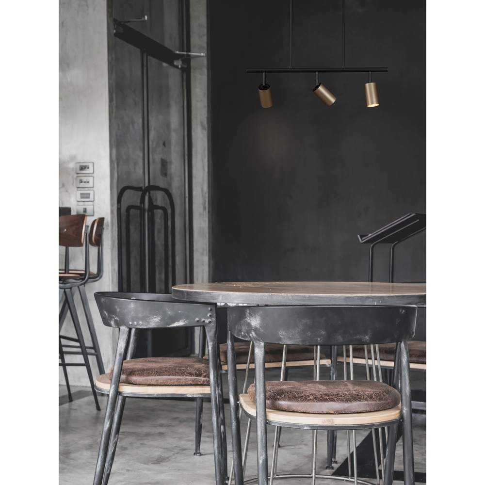 Suspension Pogno Noir 3 lumières avec droit doré Lyora 5212017440662