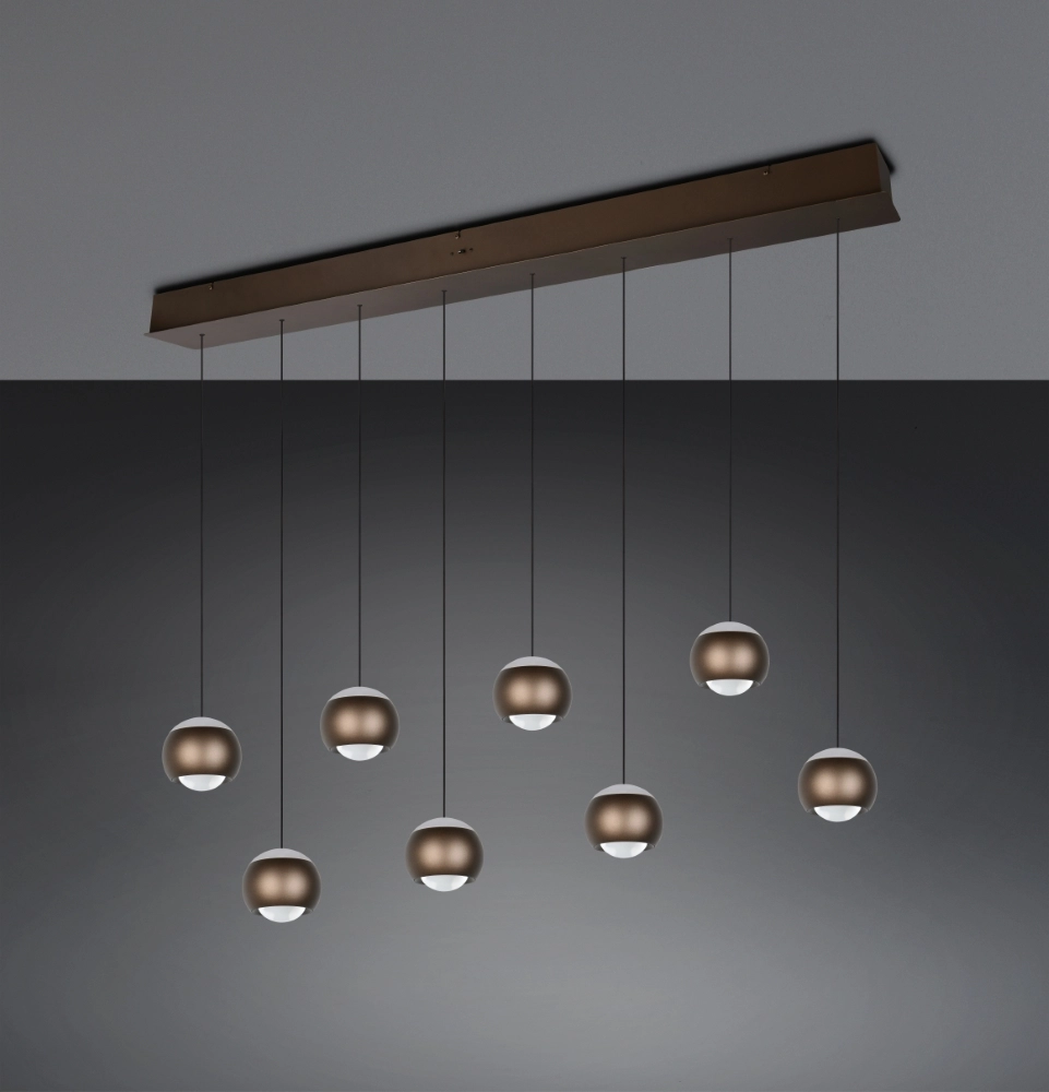 Suspension LED à 8 lumières Orbit Table à manger - Marron platine Trio 4017807686616