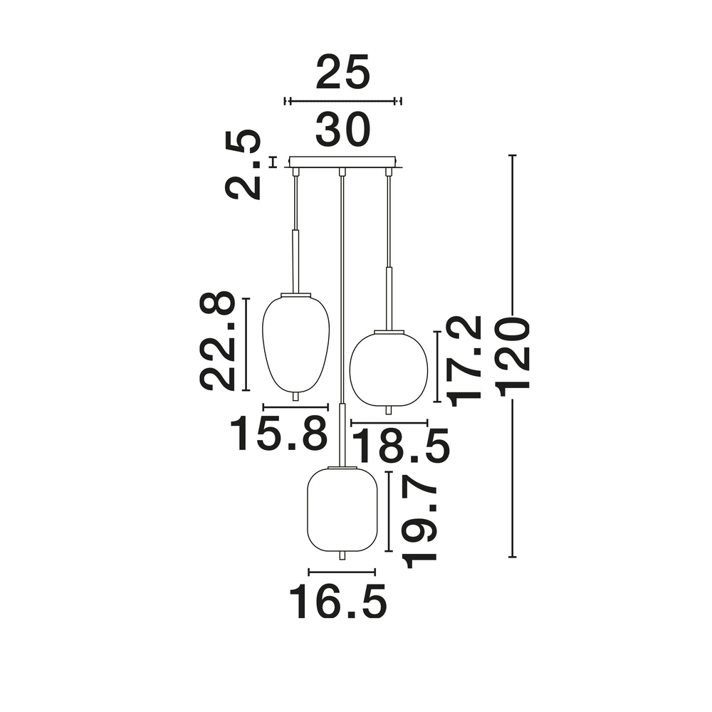 Lampe suspendue Lato 3 noirs clairs avec blanc Lyora 5212017434647