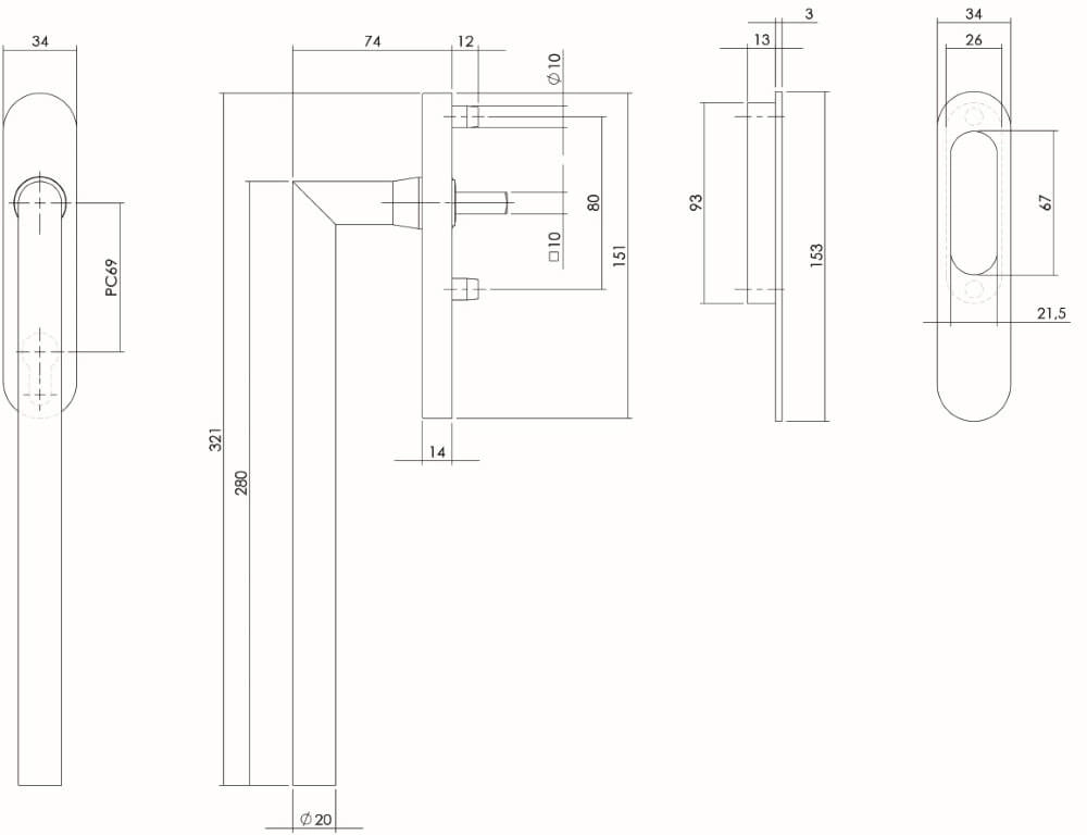 Quincaillerie de porte coulissante Slydo Coin en acier inoxydable avec cylindre profilé Intersteel 8714186083949