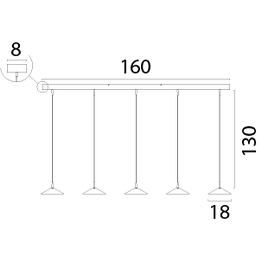 Lampe suspendue à 5 lumières Ceppo nickel Ø 18cm Masterlight 8718121358543