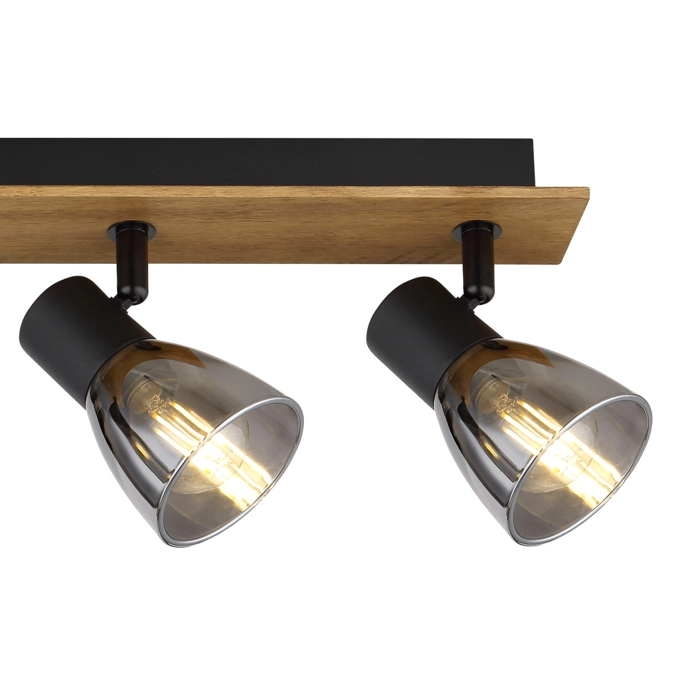 Lampe de plafond Claude 4-noir clair avec bois Globo 9007371434213