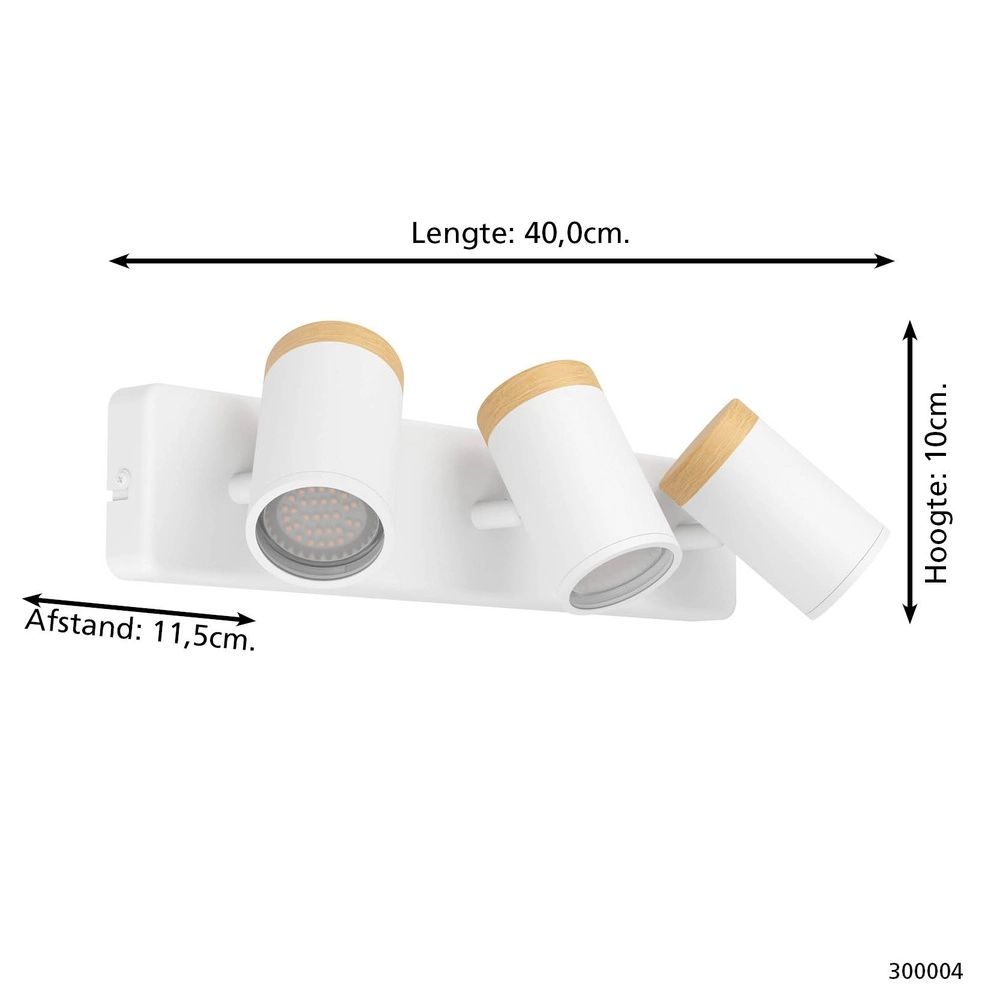Plafonnier Consuma 3 lumières blanc avec bois Eglo 9008606323685