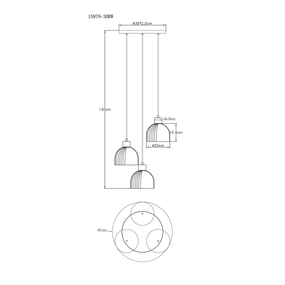 Lampe pendante à 3 lampes Swanson Blanc Globo 9007371592999