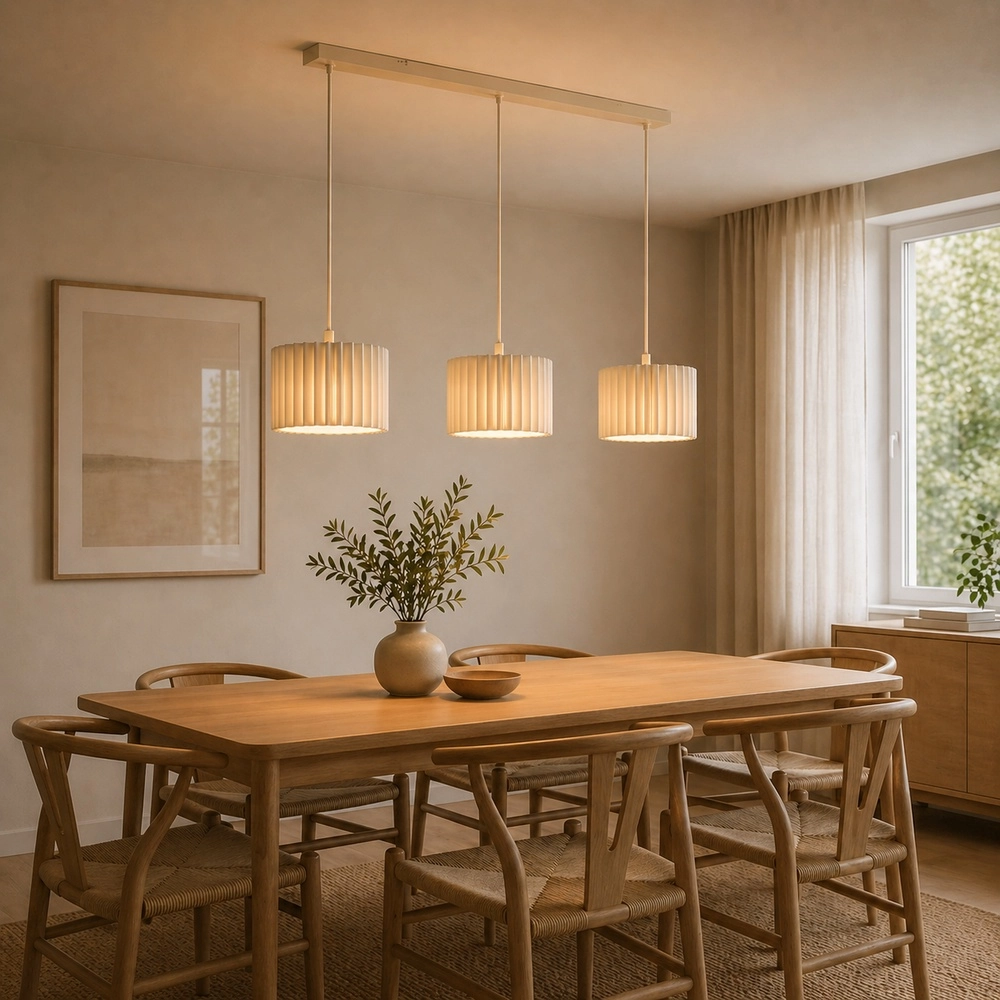 Lampe pendante Japandi Velin Brun sable clair à 3 Brilliant 4004353476839