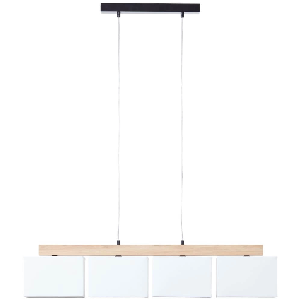 Lampe suspendue Rayan blanc avec du bois Lampe suspendue Rayan blanc avec du bois