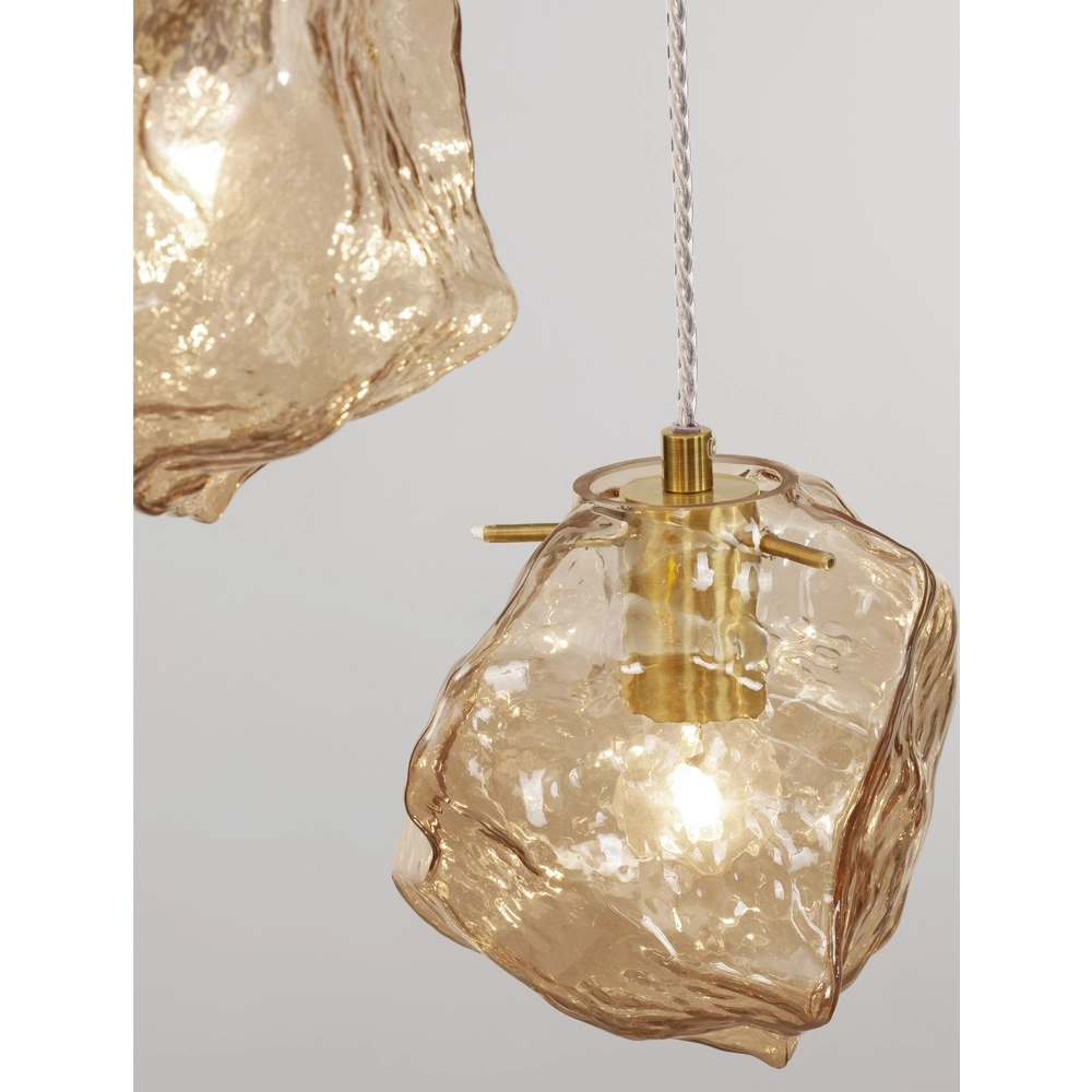 Suspension Odelle Or 5 pâles avec verre ambré Lyora 5212017434401