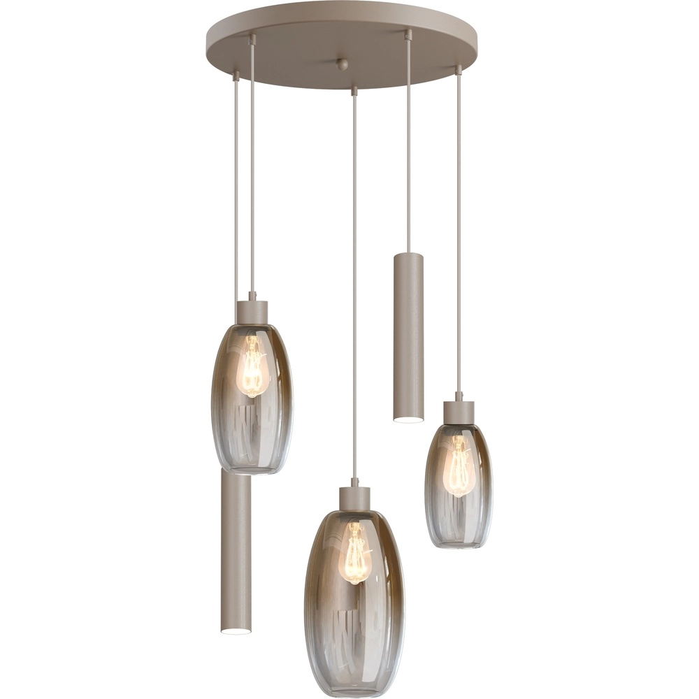 Lampe pendante Vide Olive 3x verre - 2x Course - sablage - Ø50cm