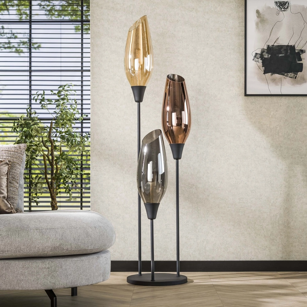 Lampe de pied en verre Cocoon 3x E27 - 168cm - verre XL Lyora 8716803511897