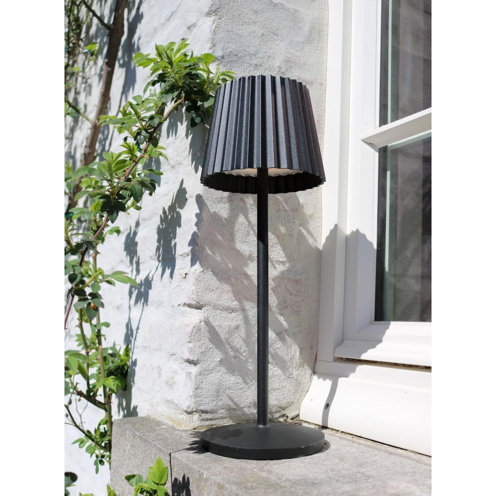 Lampe de table rechargeable Justine Noir avec station de recharge Lucide 5411212272171
