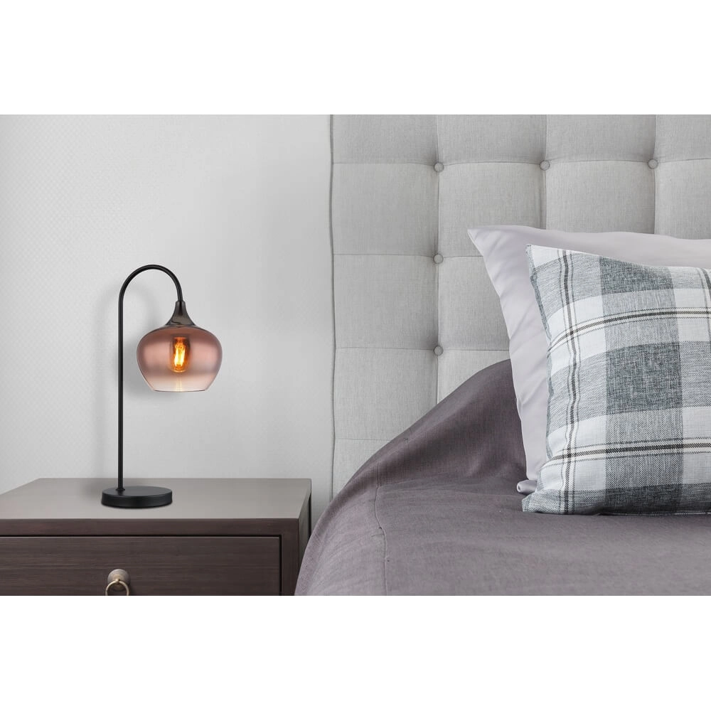 Lampe de table noire Maxy avec verre rouge simple Globo 9007371456987