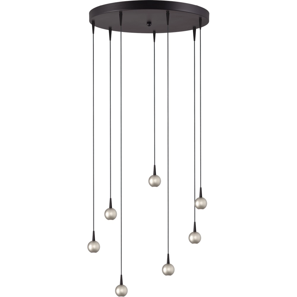 Lampe suspendue à 7 lampes Talana noir avec nickel Ø 50cm DTW