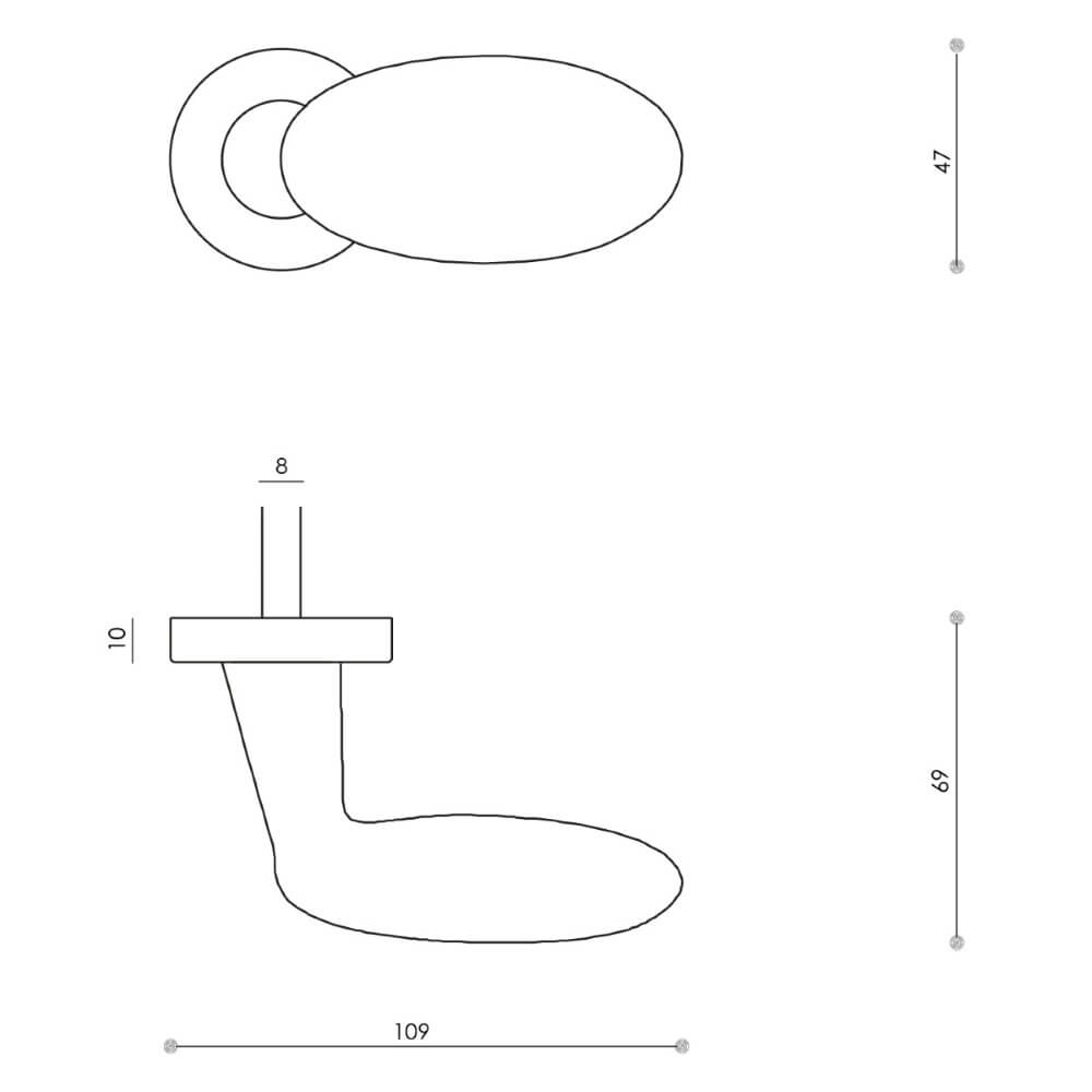 Poignée Blindo Pivotant droit Chrome mat Olivari 8714186481660