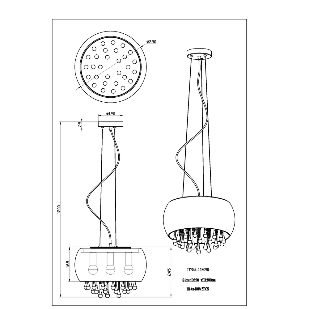 Lampe suspendue Kalla Ø 35cm chromé Globo 9007371385706