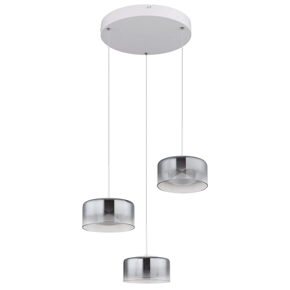 Lampe pendante de conception Belinda Blanc à trois lumières avec verre fumé Globo 9007371578368