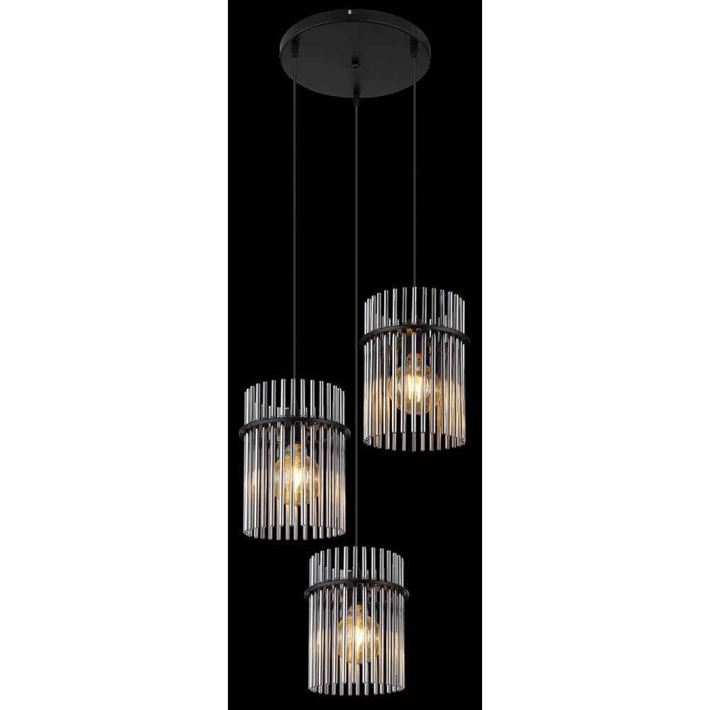 Suspension noire Gorley avec verre fumé rond Ø 47cm Globo 9007371448791