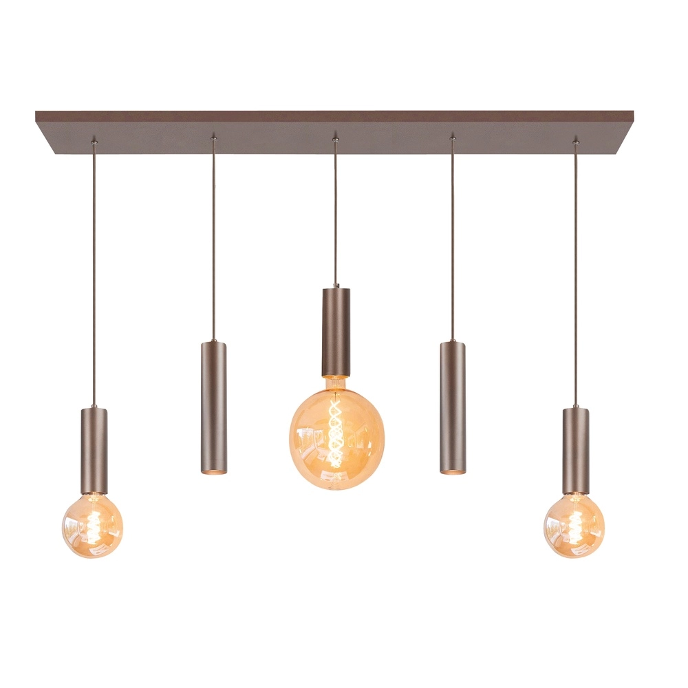 Lampe pendante de conception Locarno Choco Brown 5 Straight Légers