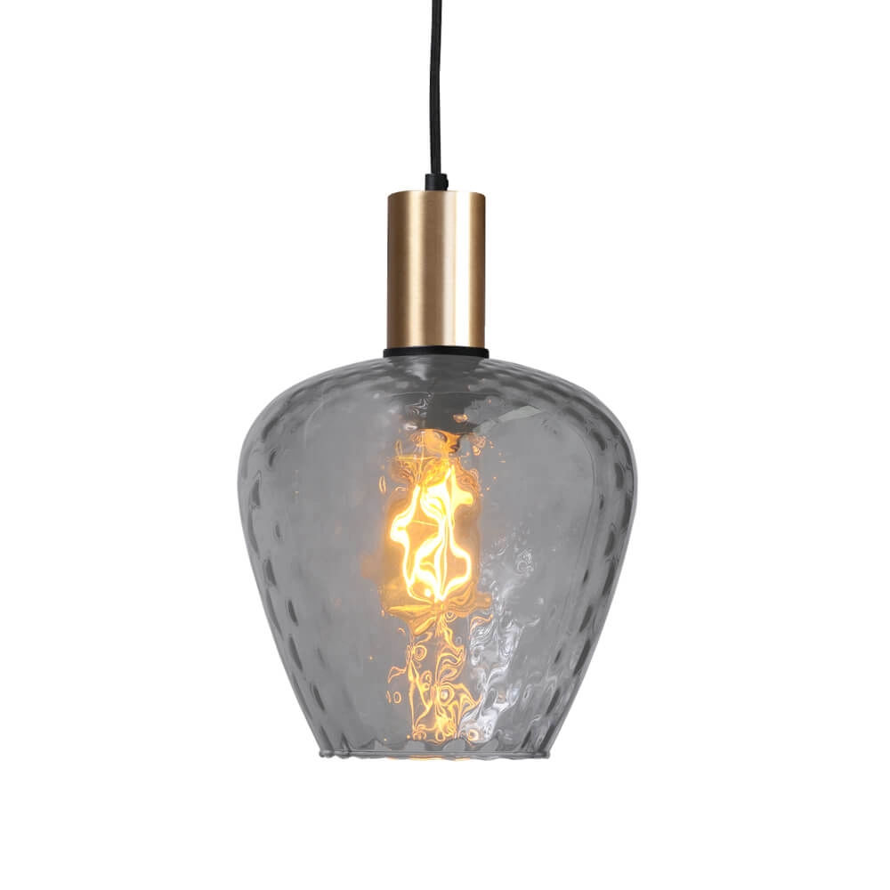 Lampe suspendue 3 lumières - dorée - Porto avec des verres à fumée Diamond Masterlight 8718121269627