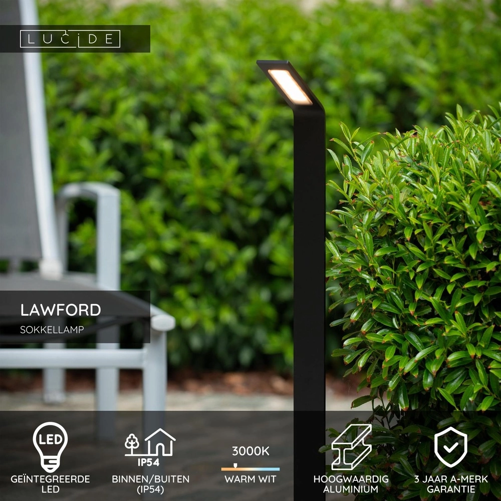 Lampe de jardin conçue Lawford 80,5 cm noir Lucide 5411212290502