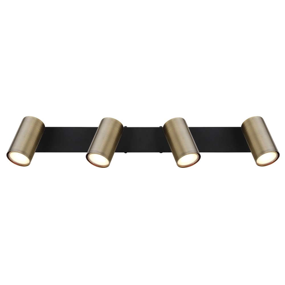 Lampe de plafond à 4 lumières Robby noir avec bronze Globo 9007371430994
