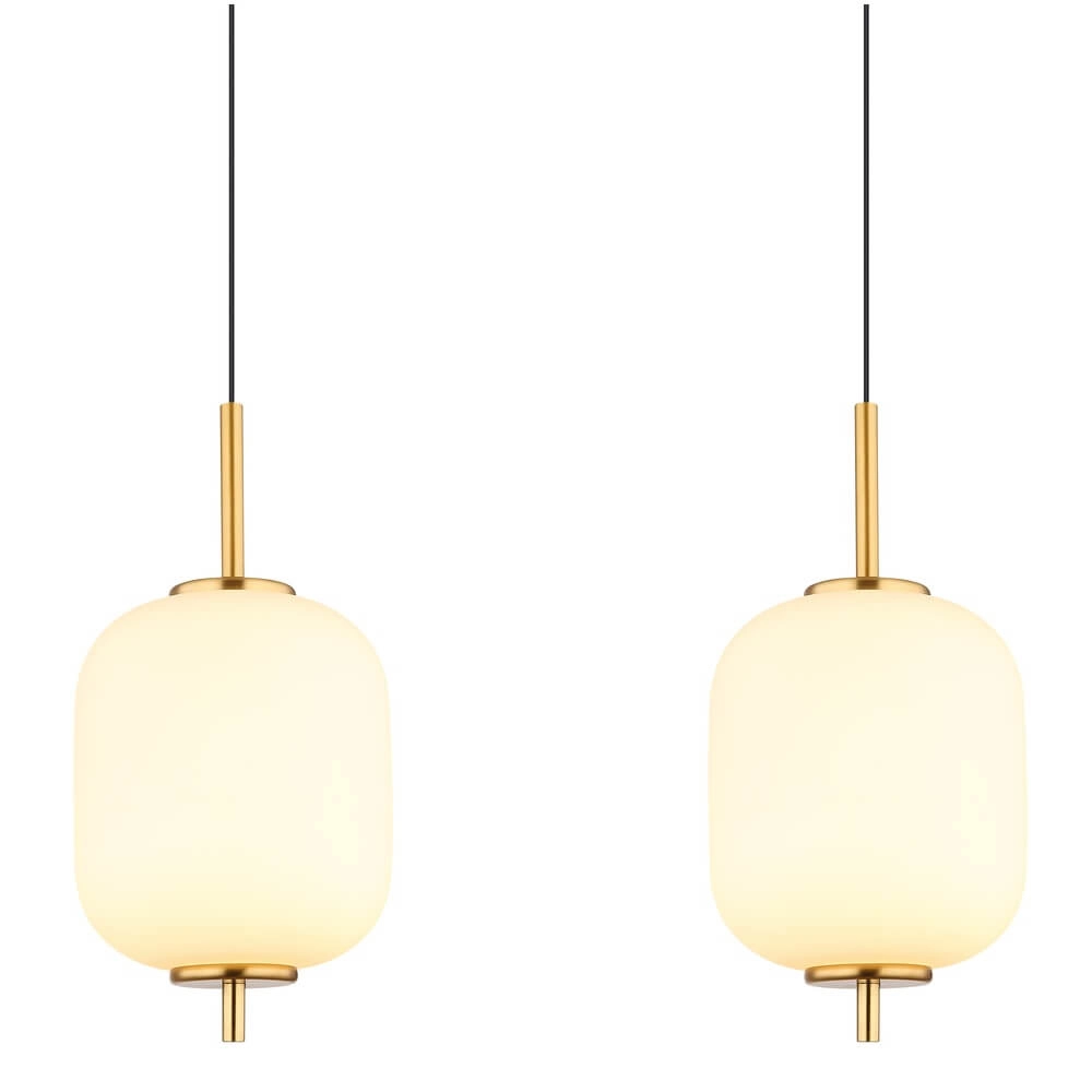 Suspension dorée Ewald Verre blanc à 4 lumières Globo 9007371449583